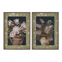 Cuadro Home ESPRIT Azul Verde Rosa Jarrón Shabby Chic Florero 50 x 2,5 x 70 cm (2 Unidades)