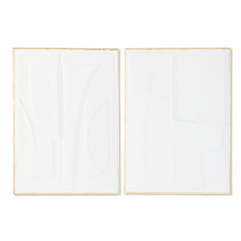 Decoración de Pared Home ESPRIT Blanco Dorado Abstracto 72,7 x 2,5 x 100,5 cm (2 Unidades)