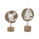 Figura Decorativa Home ESPRIT Blanco Natural Ancla Barco Mediterráneo 19 x 10 x 38 cm (2 Unidades)