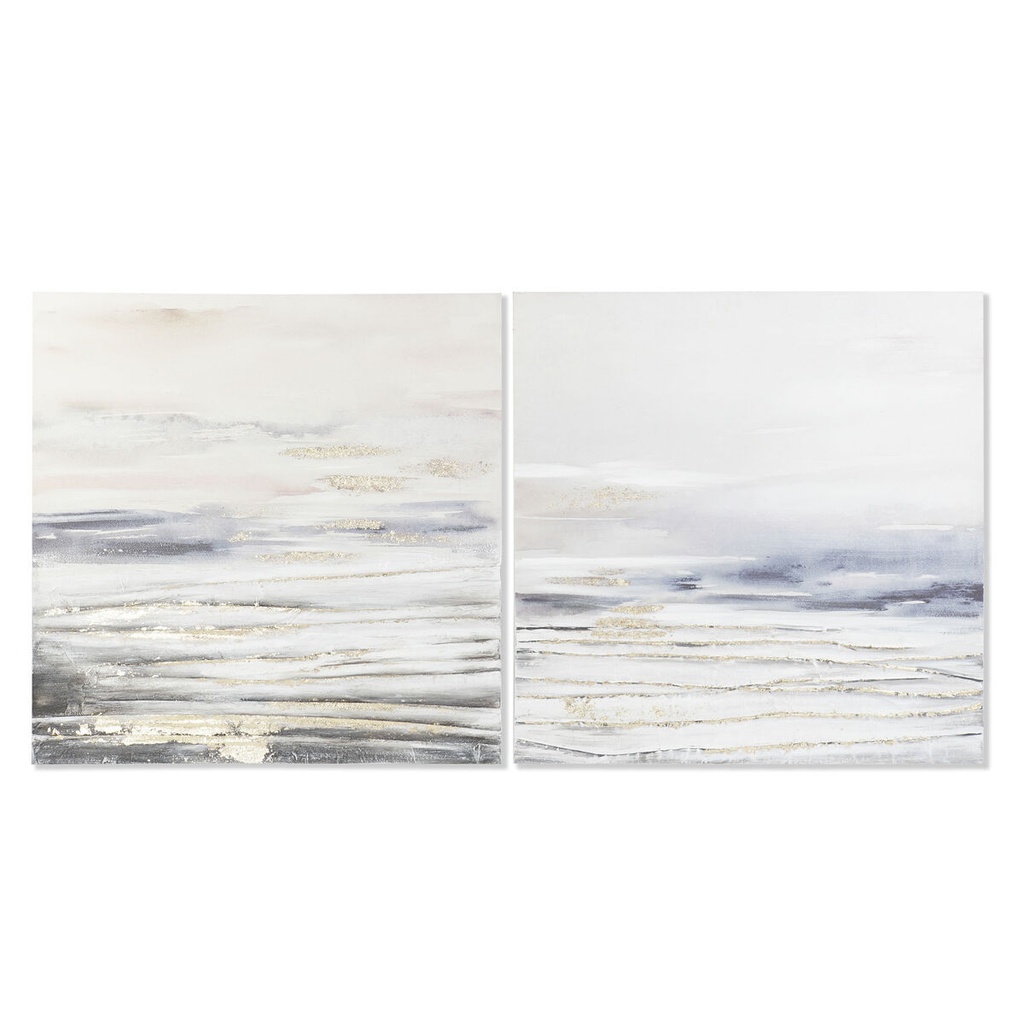 Cuadro DKD Home Decor Azul Gris Abstracto Moderno 90 x 3,7 x 90 cm (2 Unidades)
