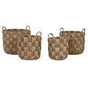 Juego de Cestas Home ESPRIT Natural Metal Jacinto de agua Boho (4 Piezas)