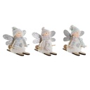 Christmas bauble DKD Home Decor White Grey Fairy 12 x 8 x 10 cm (3 Units)