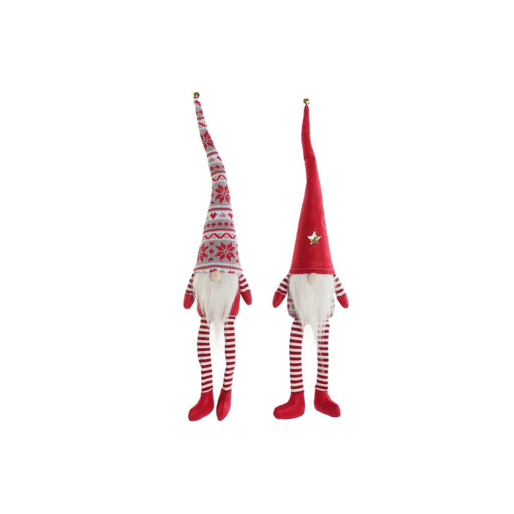 Adorno Navideño DKD Home Decor Blanco Rojo Gnomo 10 x 7 x 57 cm (2 Unidades)