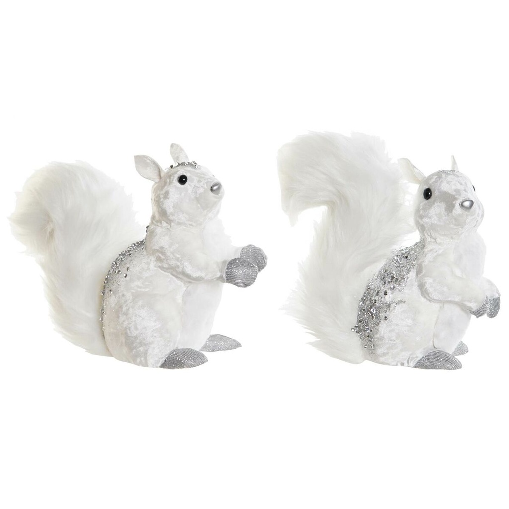 Christmas bauble DKD Home Decor White Squirrel 22 x 11 x 22 cm (2 Units)
