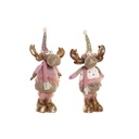 Christmas bauble DKD Home Decor White Pink Golden Reindeer 20 x 19 x 50 cm (2 Units)