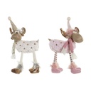 Christmas bauble DKD Home Decor White Pink Reindeer 12 x 20 x 40 cm (2 Units)