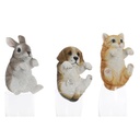 Decorative Figure Home ESPRIT White Brown Grey Orange animals 9 x 9 x 15,5 cm (3 Units)