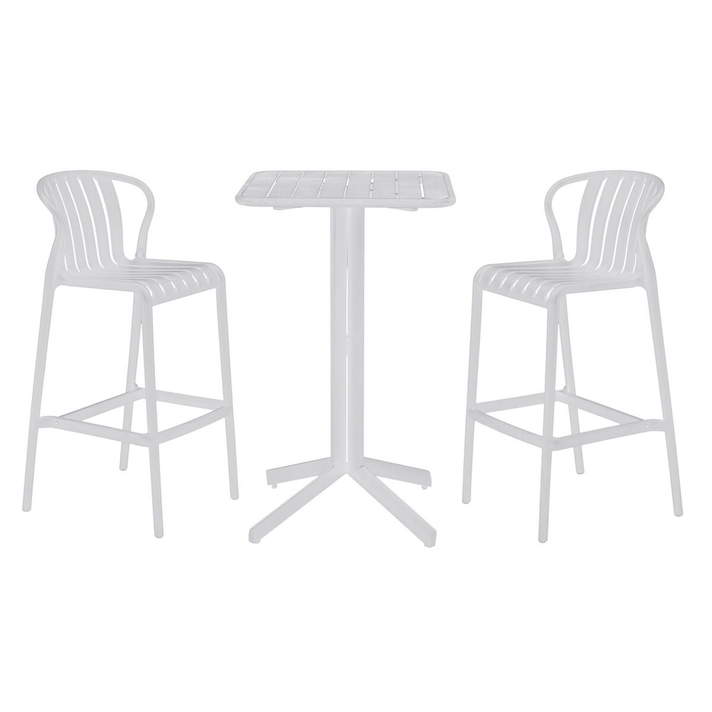 Conjunto de Mesa con 2 Sillas Home ESPRIT Blanco Metal Polipropileno 60 x 60 x 102 cm