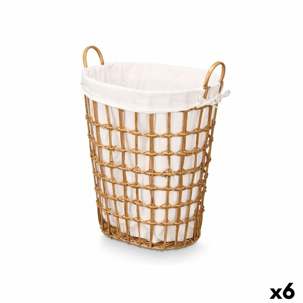 Cesto Kipit HX30555 Natural Poliéster Tela Polipropileno Hierro Plástico 50 % algodón 49 x 58 x 35 cm (6 Unidades)
