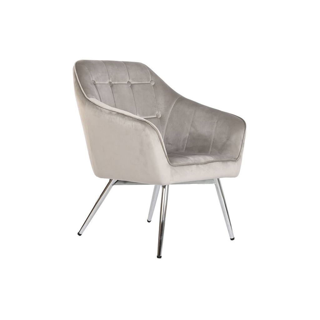 Armchair Home ESPRIT Grey Cream Golden Silver Polyester Metal 74 x 74 x 90 cm 74 x 67 x 90 cm