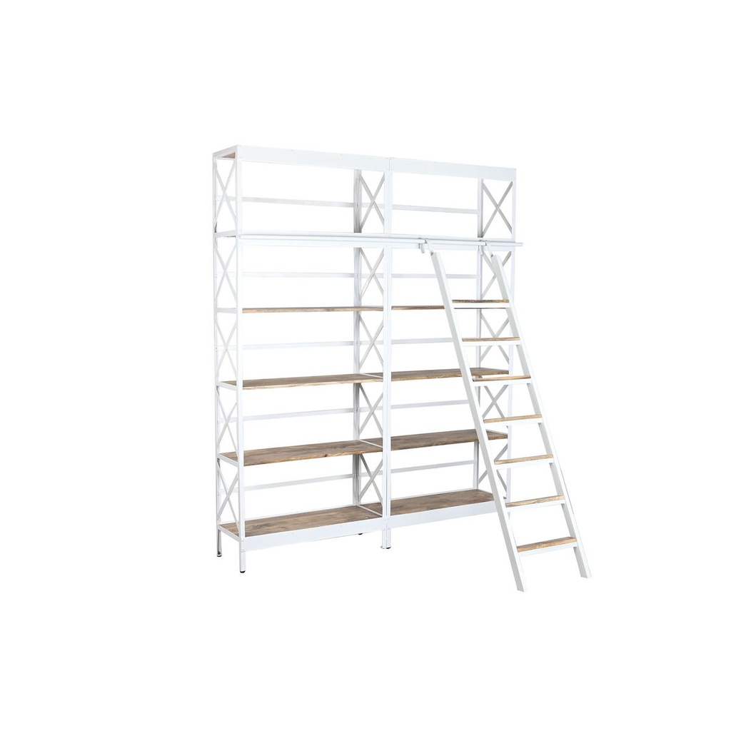 Estantería Home ESPRIT Blanco Natural Metal Madera de mango 180 x 35 x 220 cm