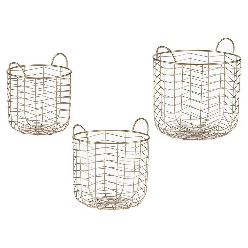 Set of Baskets Gift Decor B2609 Golden Metal 40 x 42,5 x 40 cm