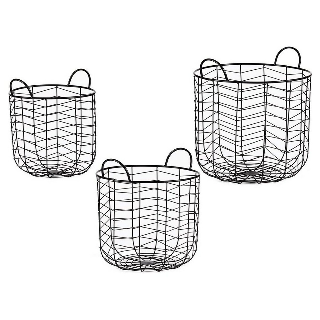 Set of Baskets Gift Decor B2609 Black Metal 40 x 42,5 x 40 cm