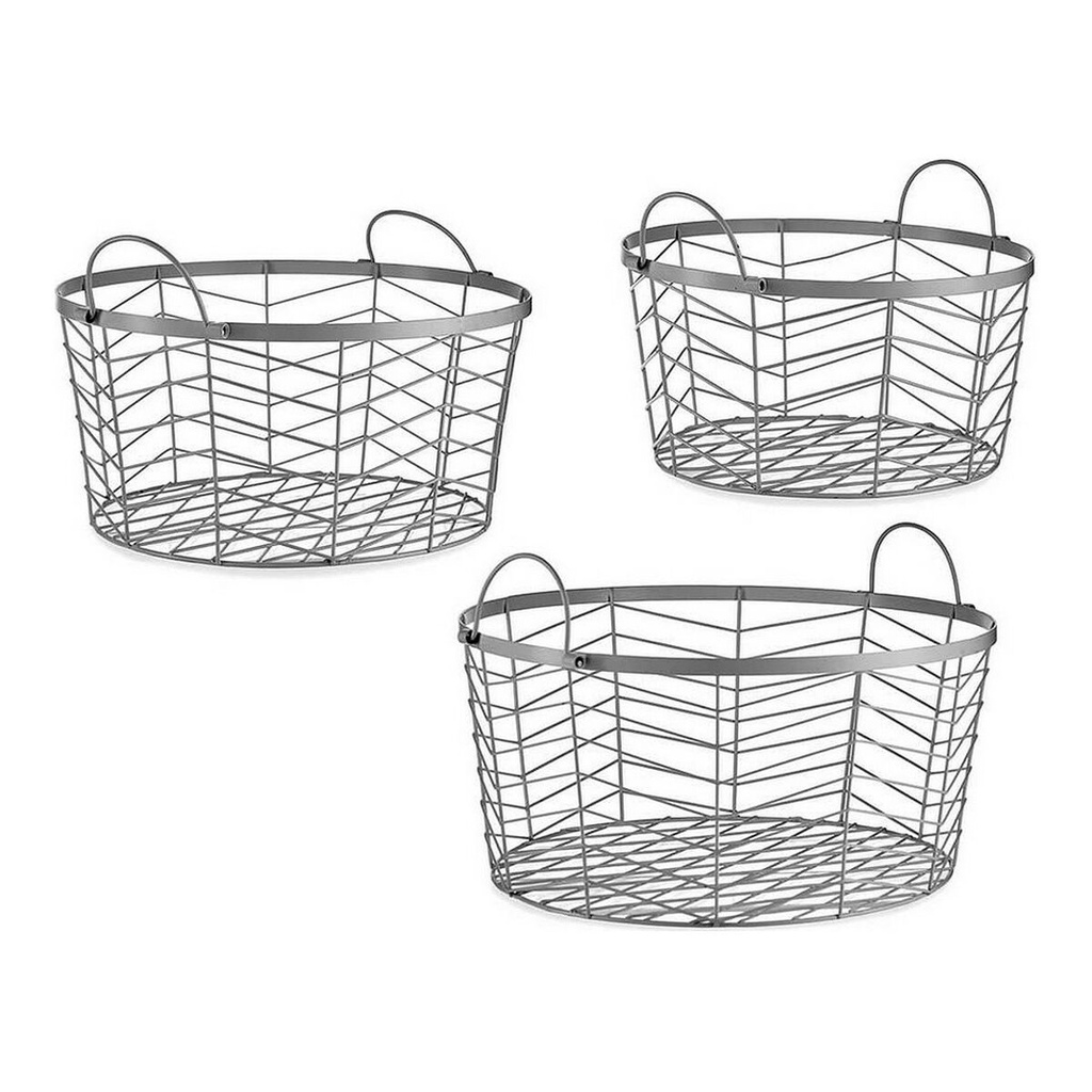 Set of Baskets Gift Decor Silver Metal 40 x 18 x 40 cm