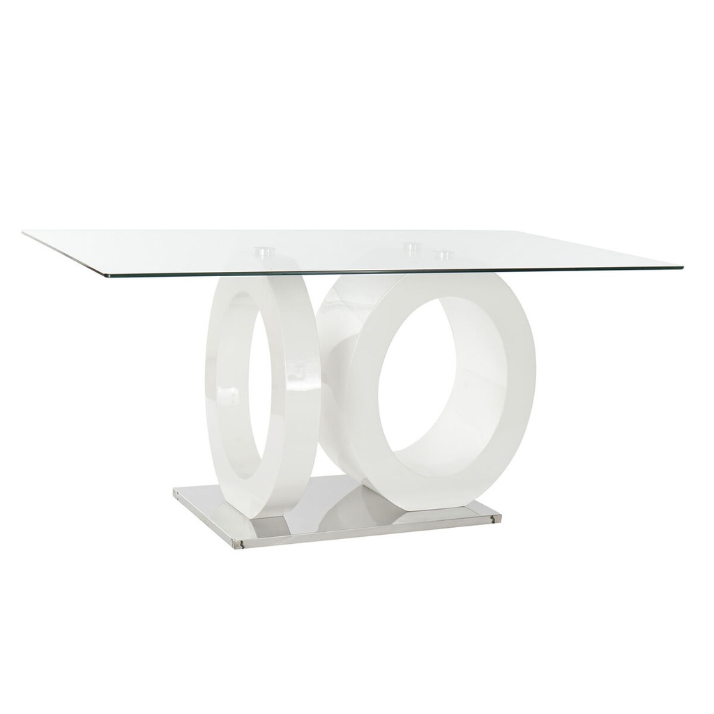 Dining Table DKD Home Decor Crystal Transparent White MDF Wood (160 x 90 x 75 cm)