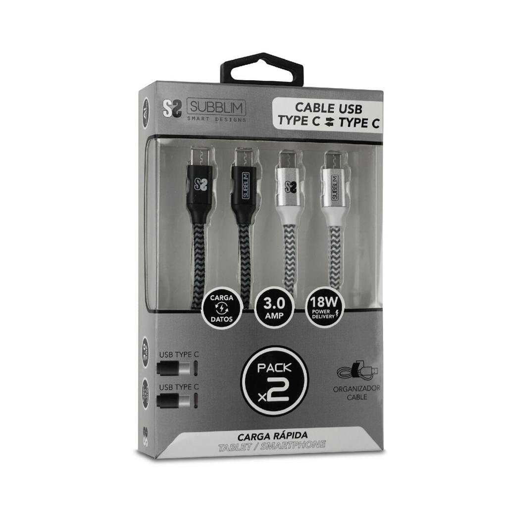 Cable USB-C Subblim SUB-CAB-4CC001