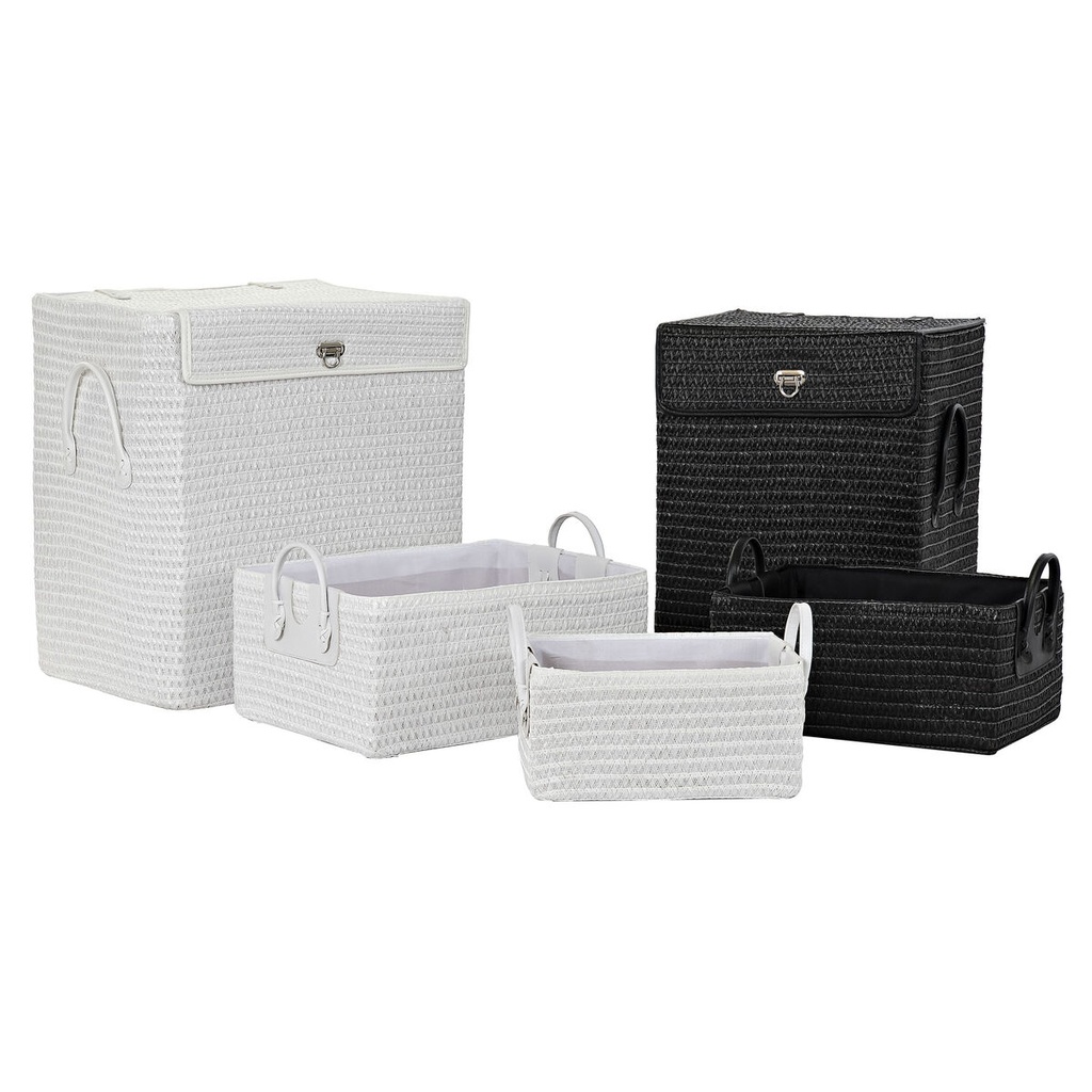 Cesta Multiusos DKD Home Decor Blanco Negro Polipropileno 45 x 34 x 49 cm 4 Kg