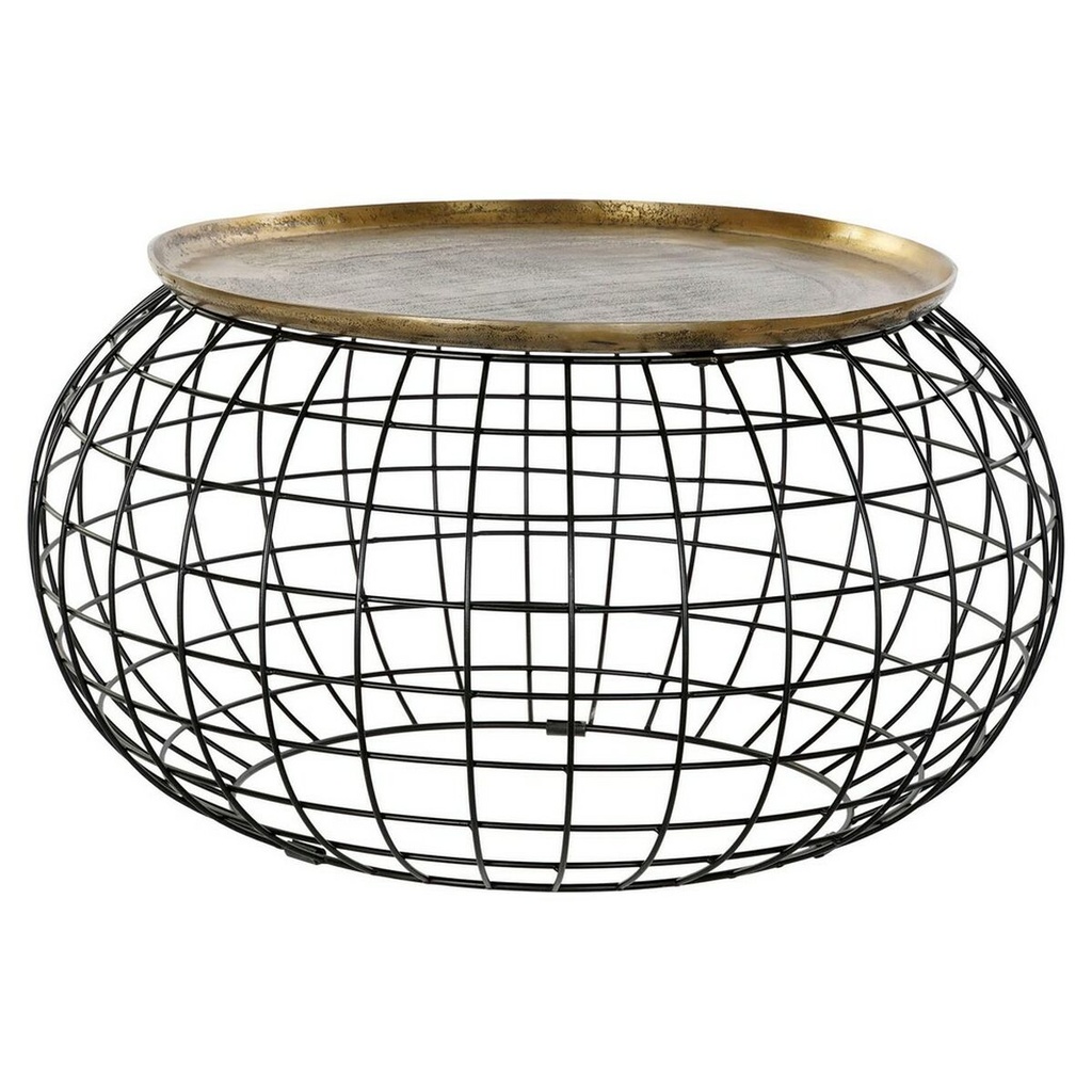 Mesa auxiliar DKD Home Decor 80 x 80 x 44 cm Negro Dorado Aluminio Plástico