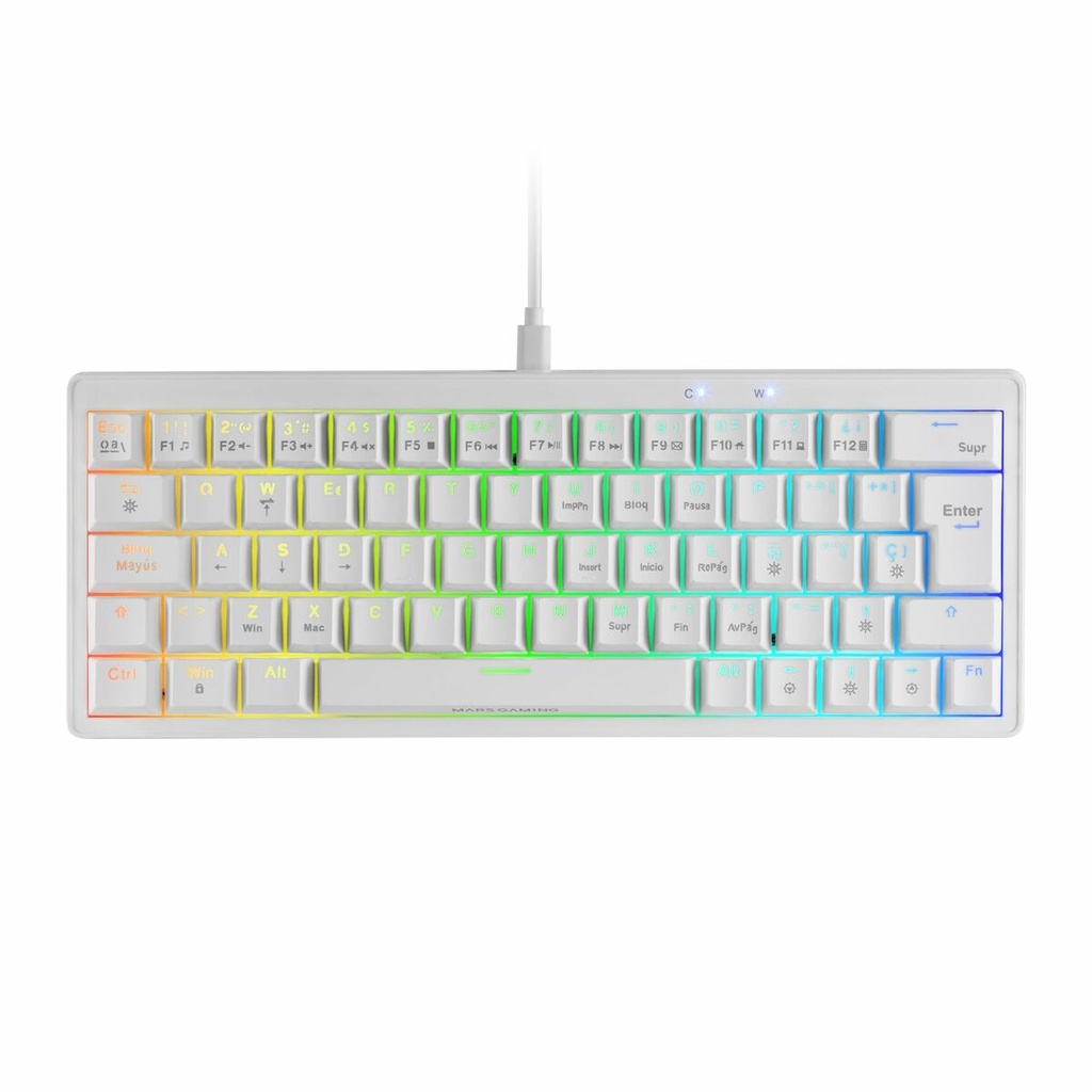 Teclado Gaming Mars Gaming MKMINIPROWYES Blanco Qwerty US