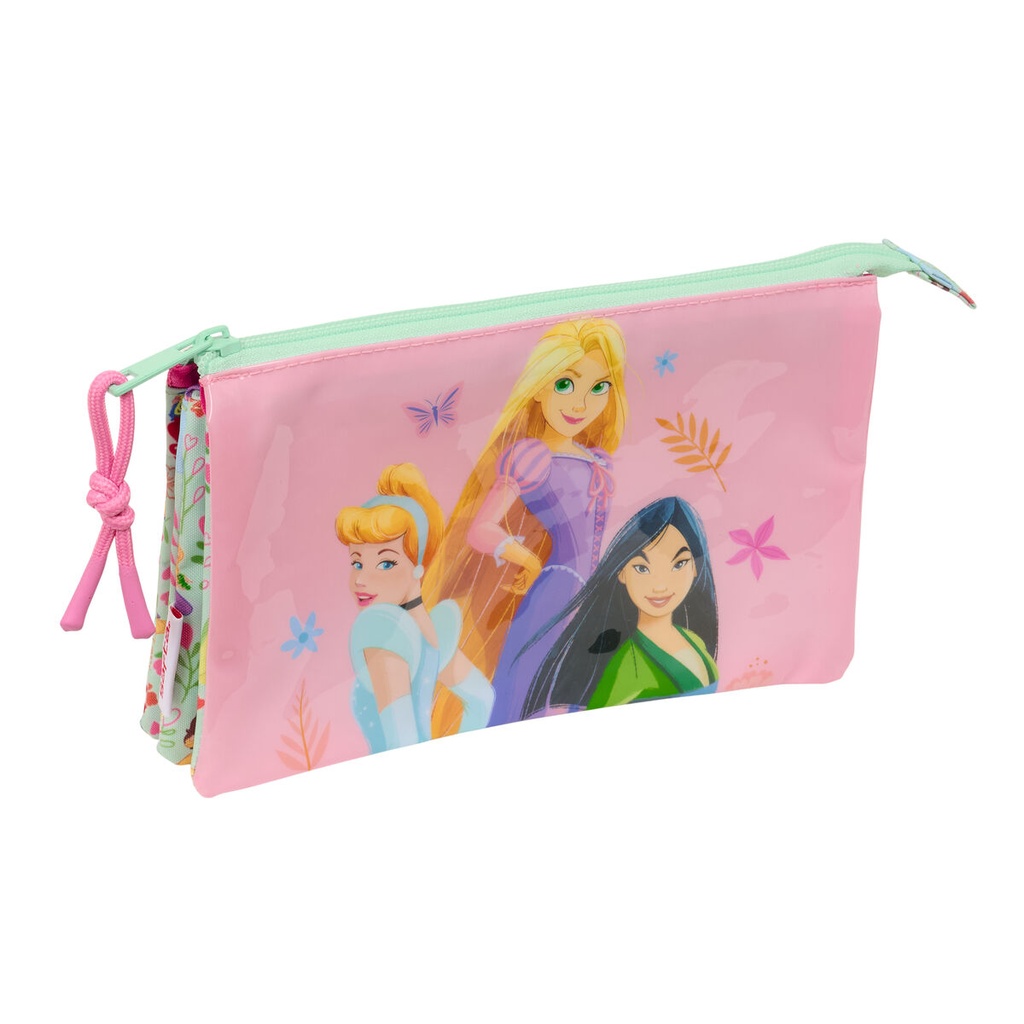 Portatodo Triple Disney Princess Bloom Verde Rosa 22 x 12 x 3 cm