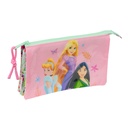 Triple Carry-all Disney Princess Bloom Green Pink 22 x 12 x 3 cm