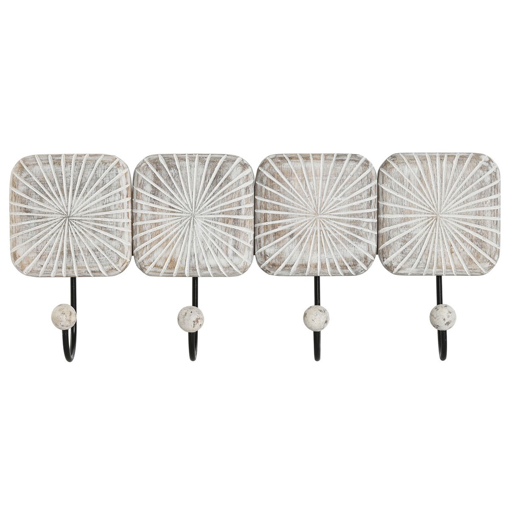 Perchero de Pared Home ESPRIT Blanco Negro Hierro Madera de mango Urbano 41 x 7 x 17 cm