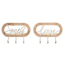 Perchero de Pared Home ESPRIT Dorado Natural Metal Ratán 40 x 6,4 x 28,6 cm (2 Unidades)