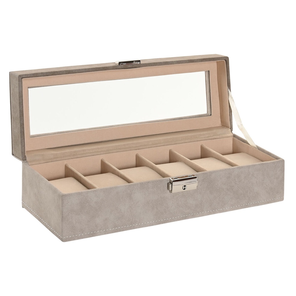 Jewelry box Home ESPRIT Grey Dark grey Polyurethane MDF Wood 30 x 10 x 8 cm