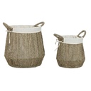 Cesto para la Ropa Sucia Home ESPRIT Blanco Natural Algas marinas 43 x 43 x 48 cm (2 Unidades)