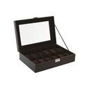Jewelry box Home ESPRIT Dark brown Polyurethane Crystal Steel MDF Wood 30 x 20 x 8 cm