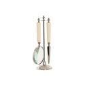 Magnifying glass Home ESPRIT Crystal Steel Bone 8 x 8 x 30 cm