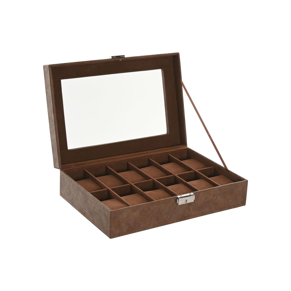 Jewelry box Home ESPRIT Brown Polyurethane Crystal MDF Wood 30 x 20 x 8 cm