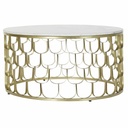Mesa auxiliar DKD Home Decor 81 x 81 x 42 cm Dorado Blanco Plástico Mármol Hierro