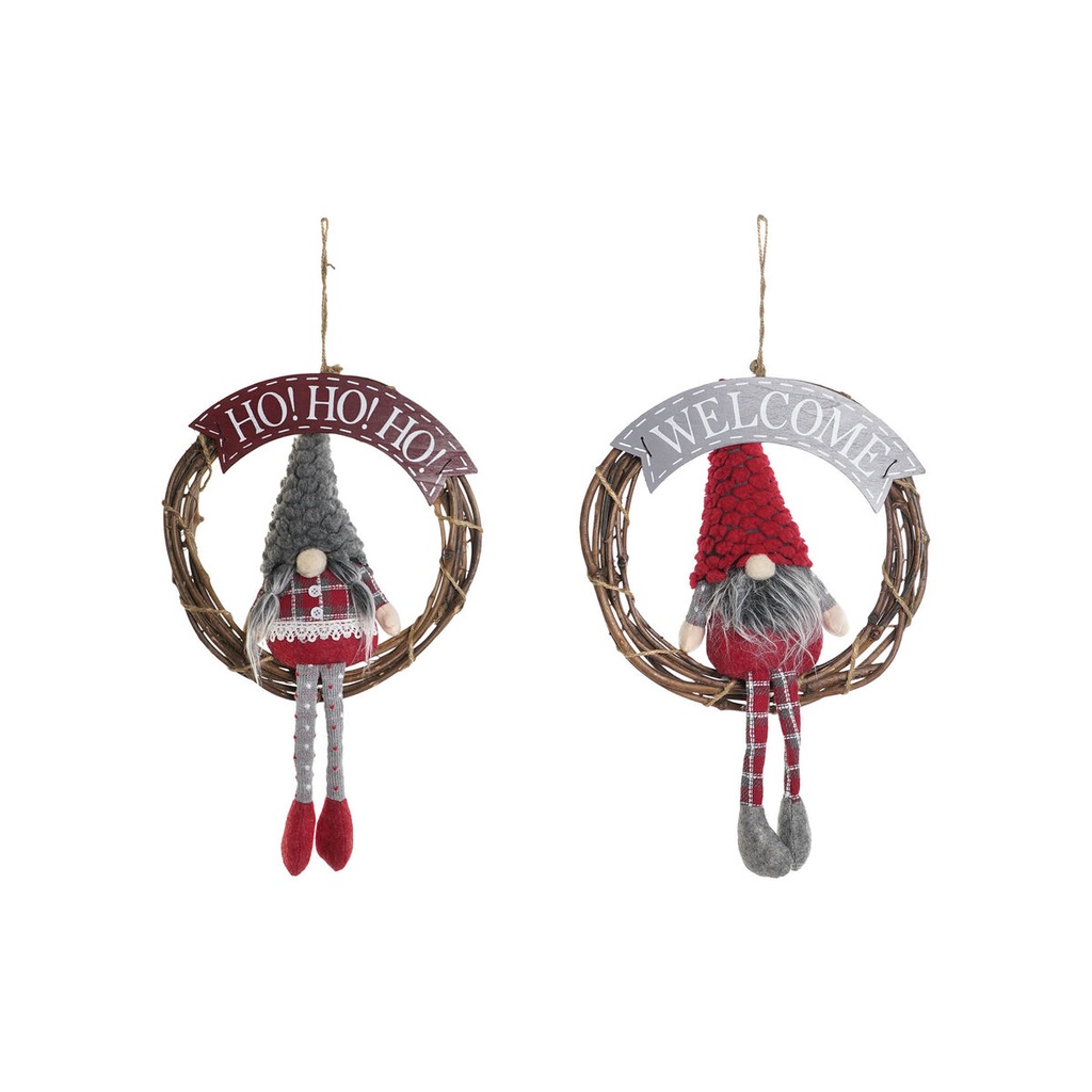 Corona de Navidad DKD Home Decor Multicolor Madera 30 x 7 x 46 cm (2 Unidades)