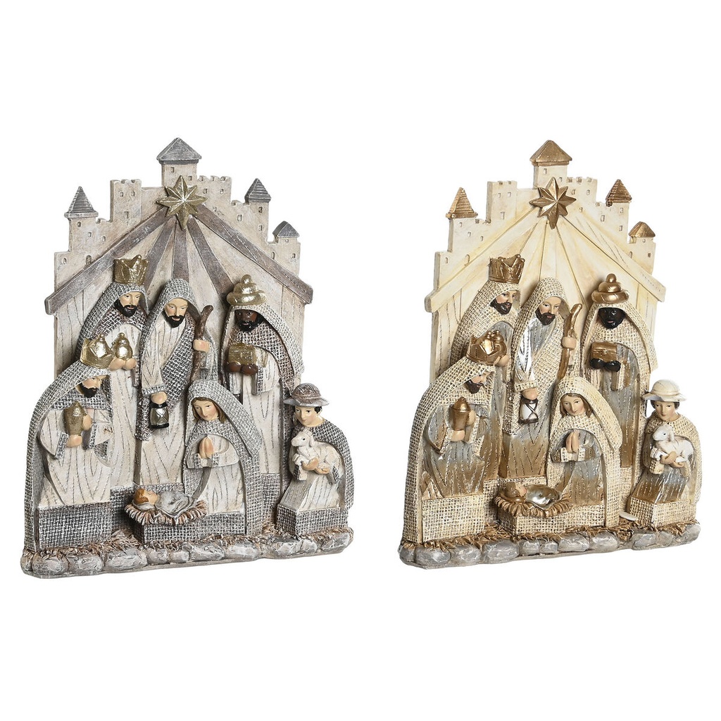 Christmas nativity set DKD Home Decor Grey Golden Resin 22 x 6 x 26 cm (2 Units)