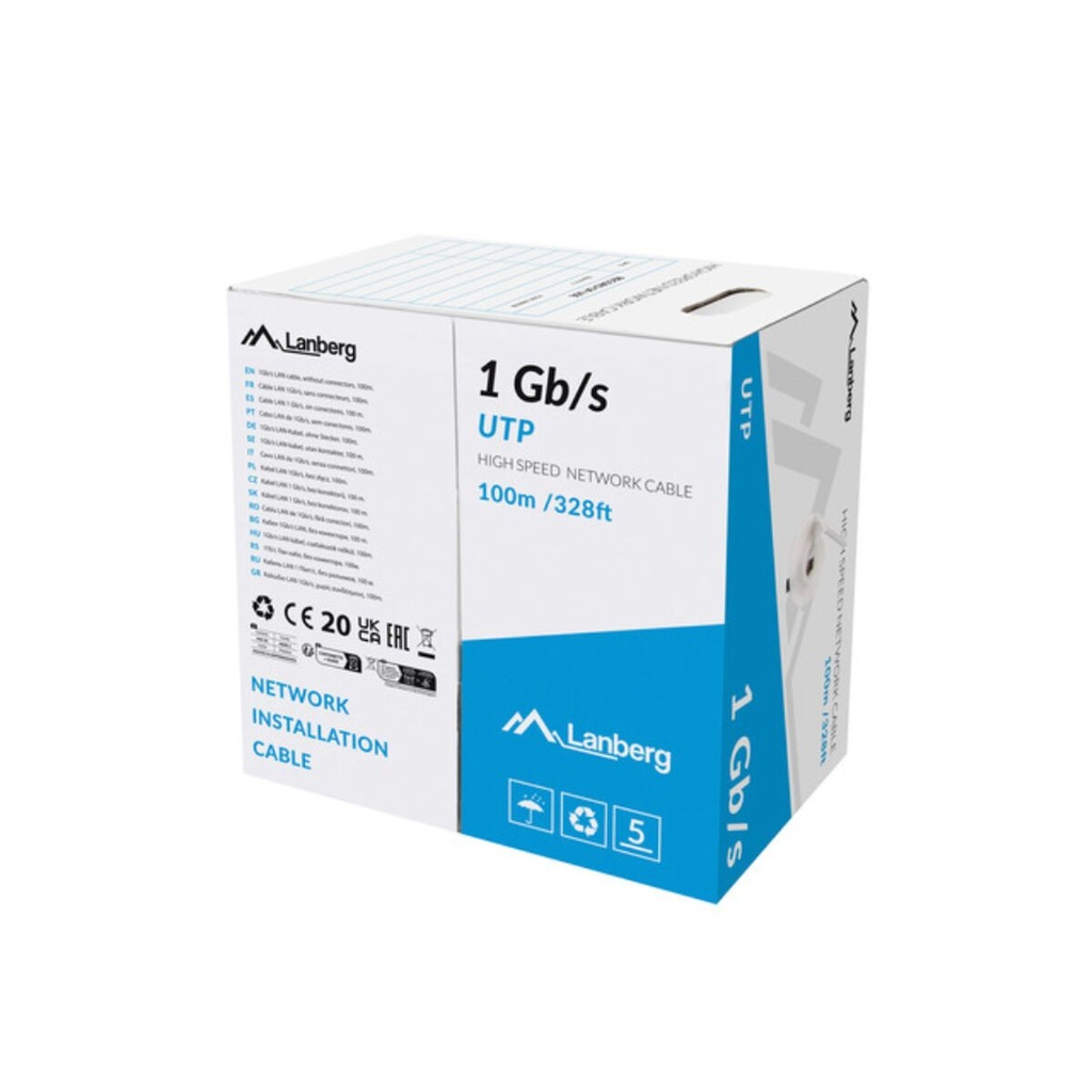 Cable de Red Rígido UTP Categoría 6 Lanberg LCU6-10CC-0100-S Gris 100 m