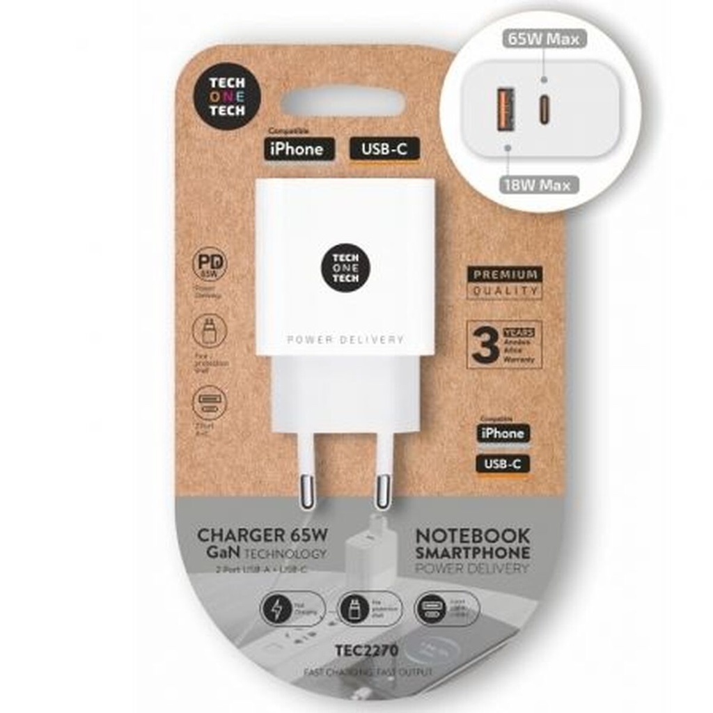 Cargador de Pared Tech One Tech TEC2270 65 W
