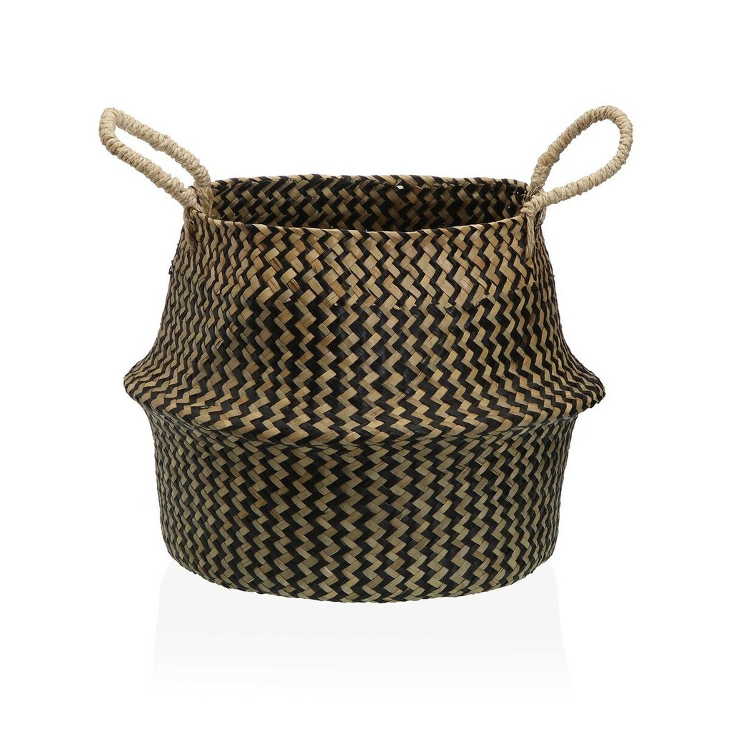 Cesta Decorativa Versa Negro Algas marinas Ø 28 cm