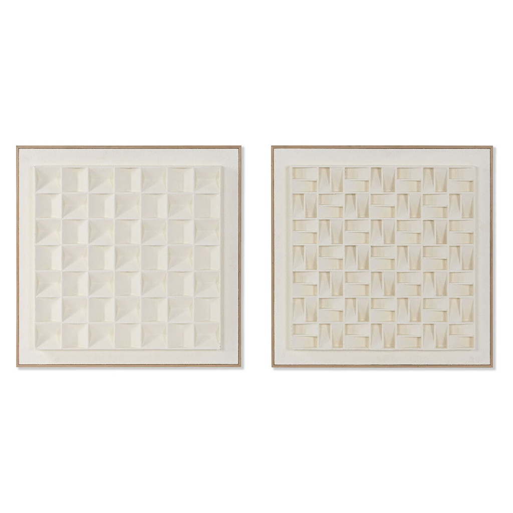 Cuadro Home ESPRIT Beige Geométrico Moderno 60 x 7 x 60 cm (2 Unidades)