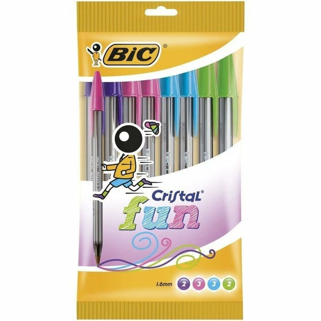 Set of Biros Bic Cristal Fun 921342 Multicolour 10 Pieces (10 Units)