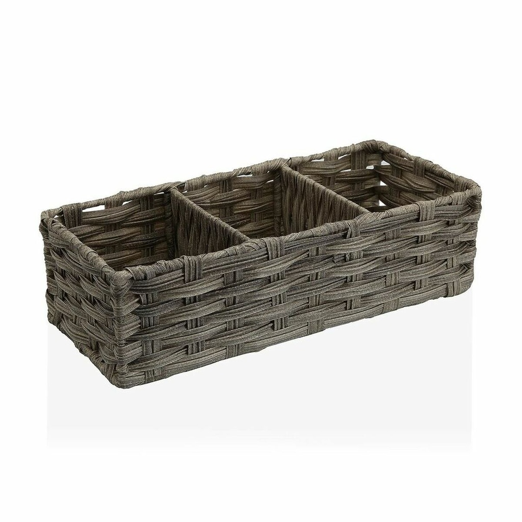 Cesta Multiusos Versa 15,2 x 10,2 x 35,6 cm 3 Compartimentos Gris