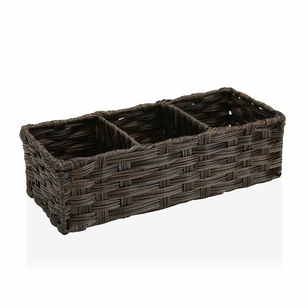 Cesta Multiusos Versa 15,2 x 10,2 x 35,6 cm 3 Compartimentos Marrón