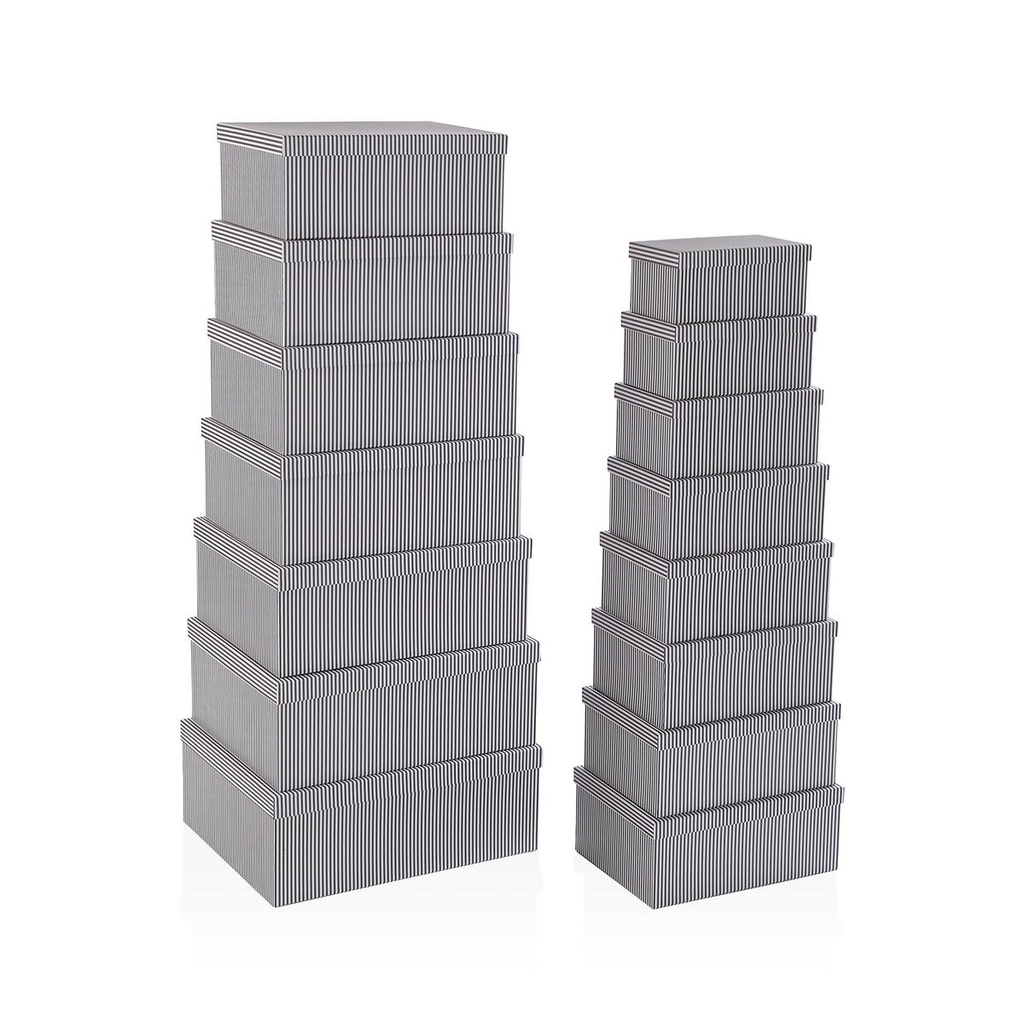 Juego de Cajas Decorativas Versa Gris Cartón (15 Piezas)