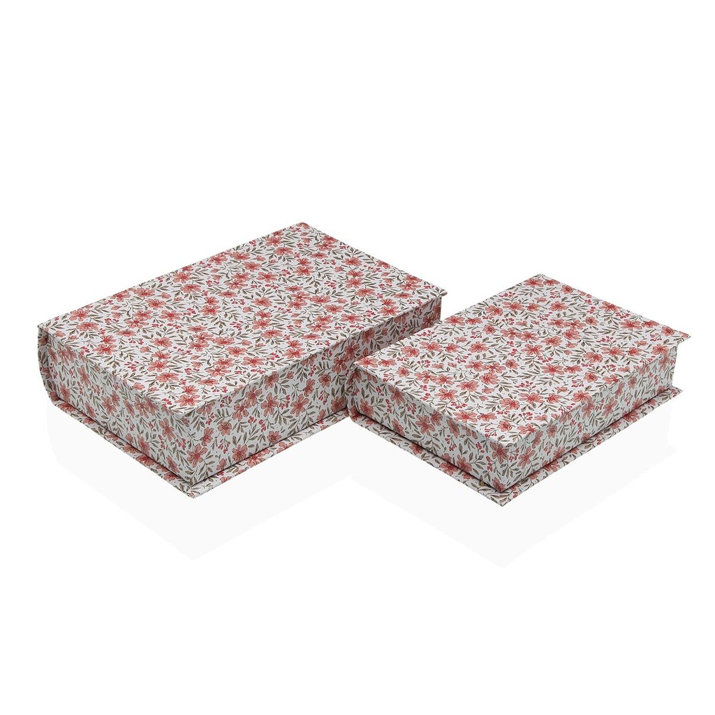 Caja Decorativa Versa Lienzo Madera MDF Libro Rosas