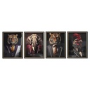 Cuadro Home ESPRIT Negro Animal Loft Lacado 64 x 4,5 x 84 cm (4 Unidades)