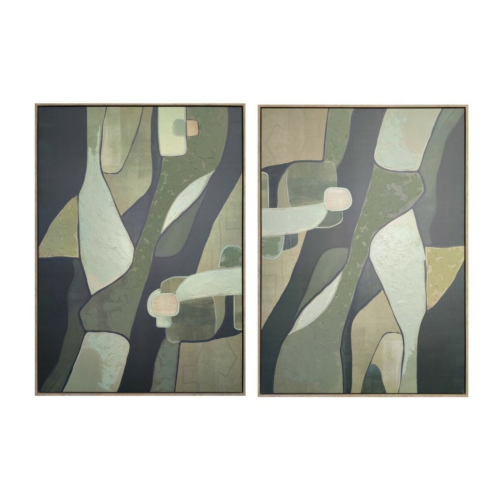 Cuadro Home ESPRIT Verde Abstracto Moderno (2 Unidades)