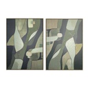 Cuadro Home ESPRIT Verde Abstracto Moderno (2 Unidades)