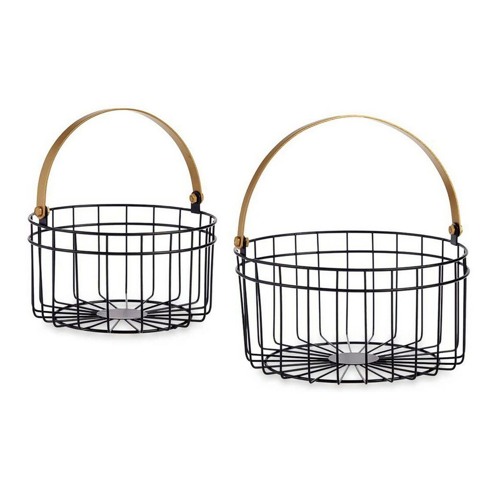 Basket set Gift Decor JY19150GB Black Golden Metal 25 x 27 x 25 cm