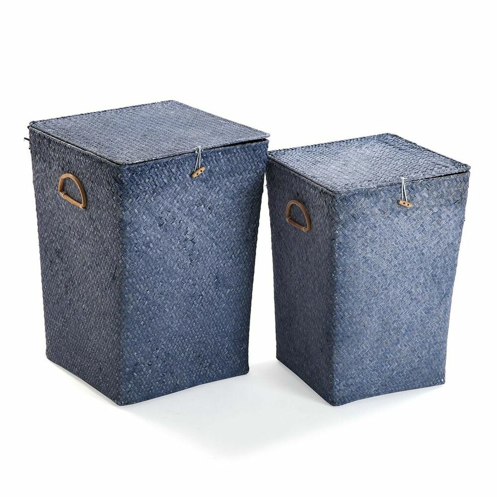 Laundry Basket Versa Blue Marine algae 35 x 50 x 35 cm Cothes (2 Units)