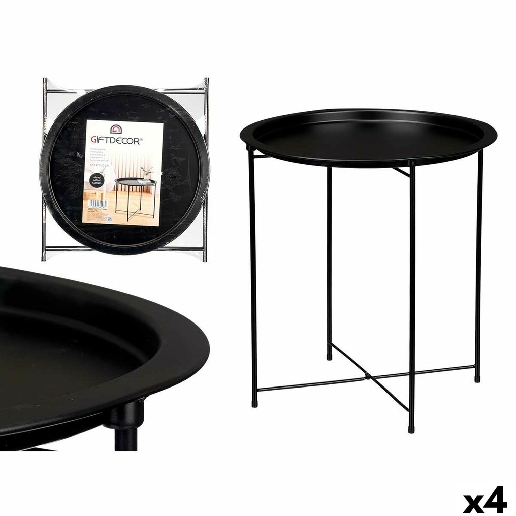 Mesa Auxiliar Plegable WR4405 Negro 46,8 x 50,2 x 46,8 cm (4 Unidades)
